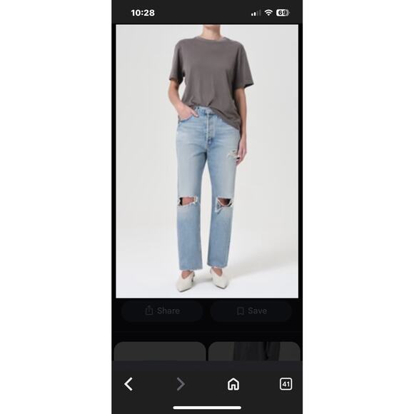 Agolde 90s Y2K Mid Rise Loose Fit Jeans Button Fly Denim Womens Size 25 - Picture 4 of 16